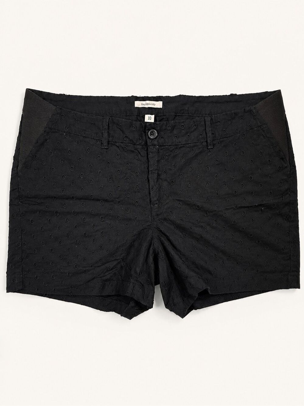 Gap Maternity Black Eyelet Inset Panel Shorts Size 10 Cotton-Shorts-1